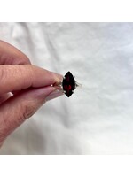 Garnet Faceted Ring Marquise Sz 7.75
