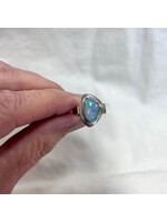 Australian Blue Opal Cabochon Ring