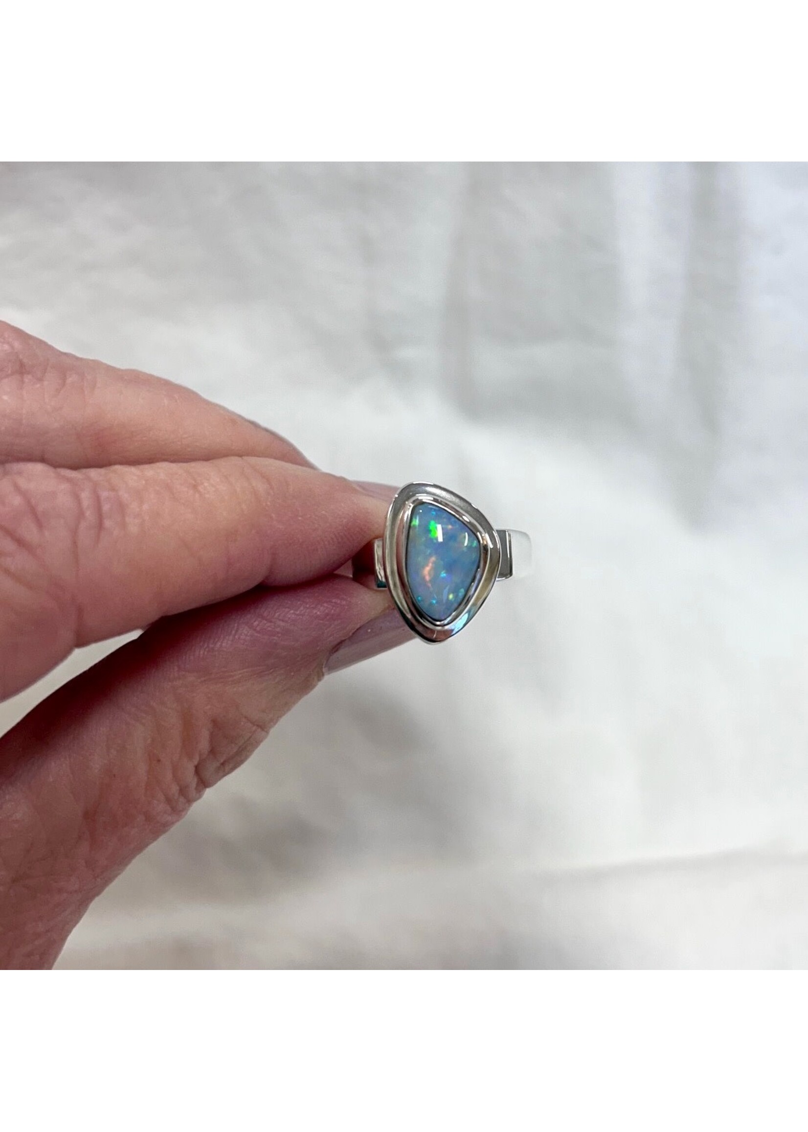 Australian Blue Opal Cabochon Ring