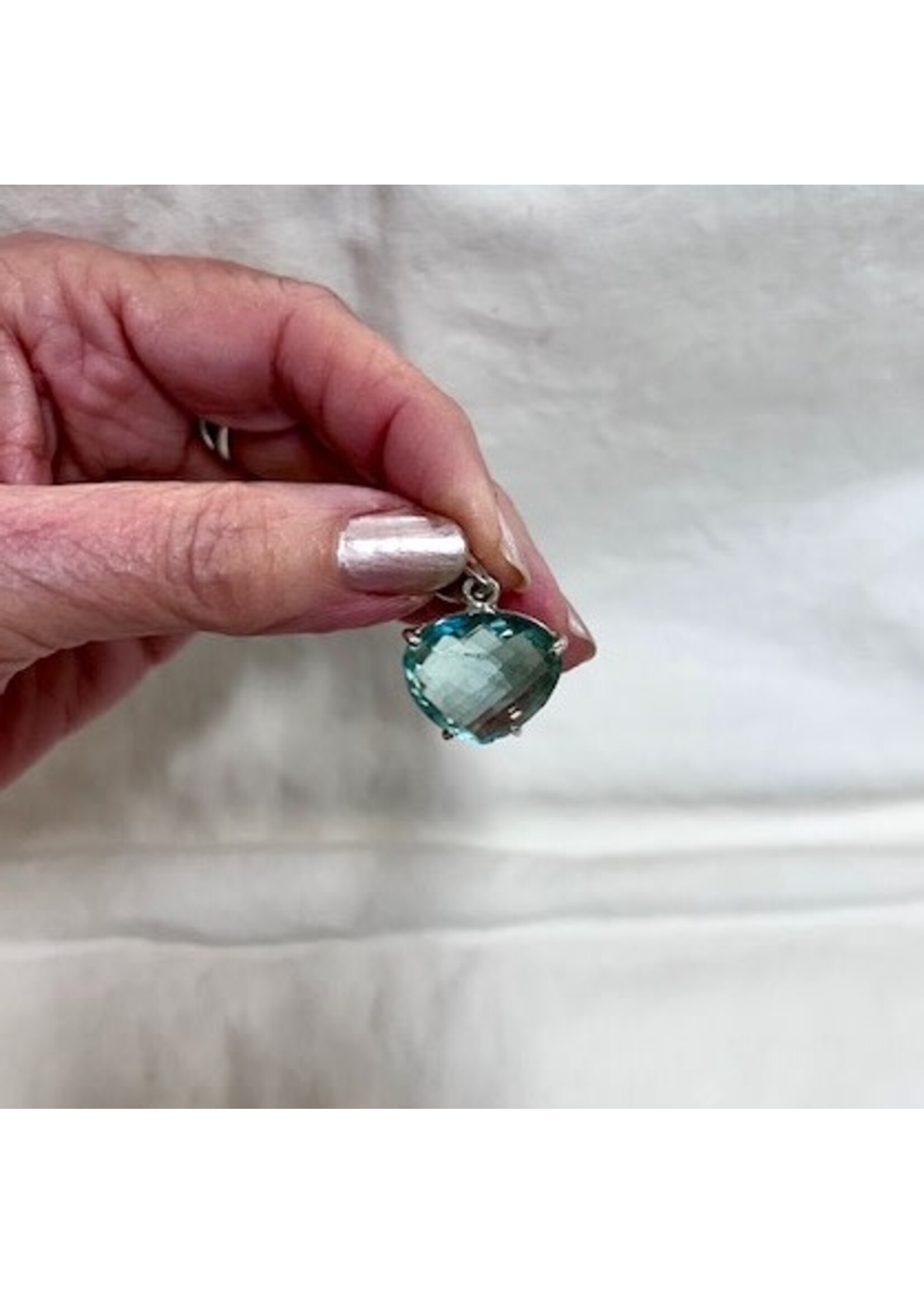 Green Fluorite Faceted Pendant Heart