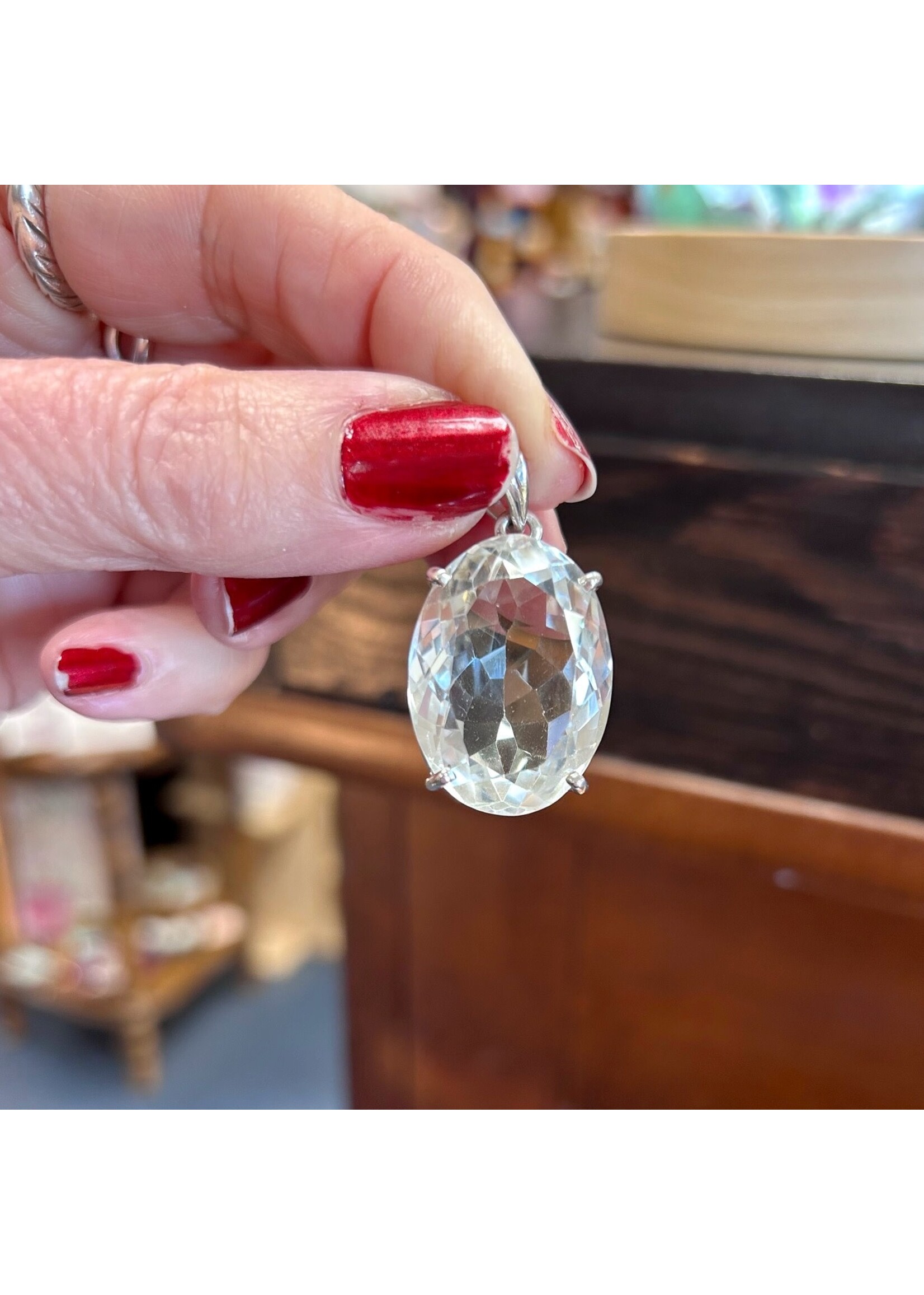 Quartz Faceted Pendants Oval