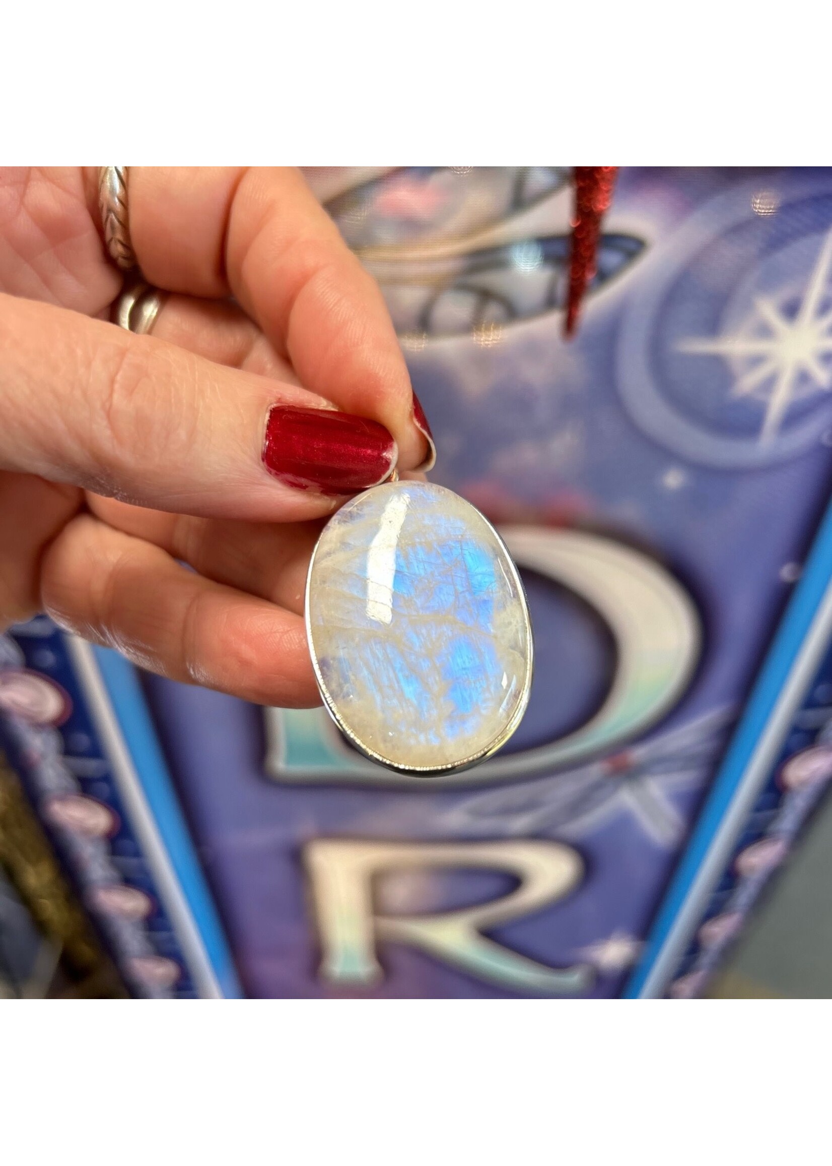 Rainbow Moonstone Cabochon Pendants Oval