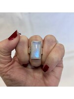 Rainbow Moonstone Cabochon Rings Rectangle Sz 8.75