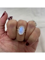 Rainbow Moonstone Faceted Rings Oval Sz 7