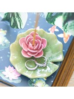 Lily Pad Ceramic Trinket Dish Incense Holder
