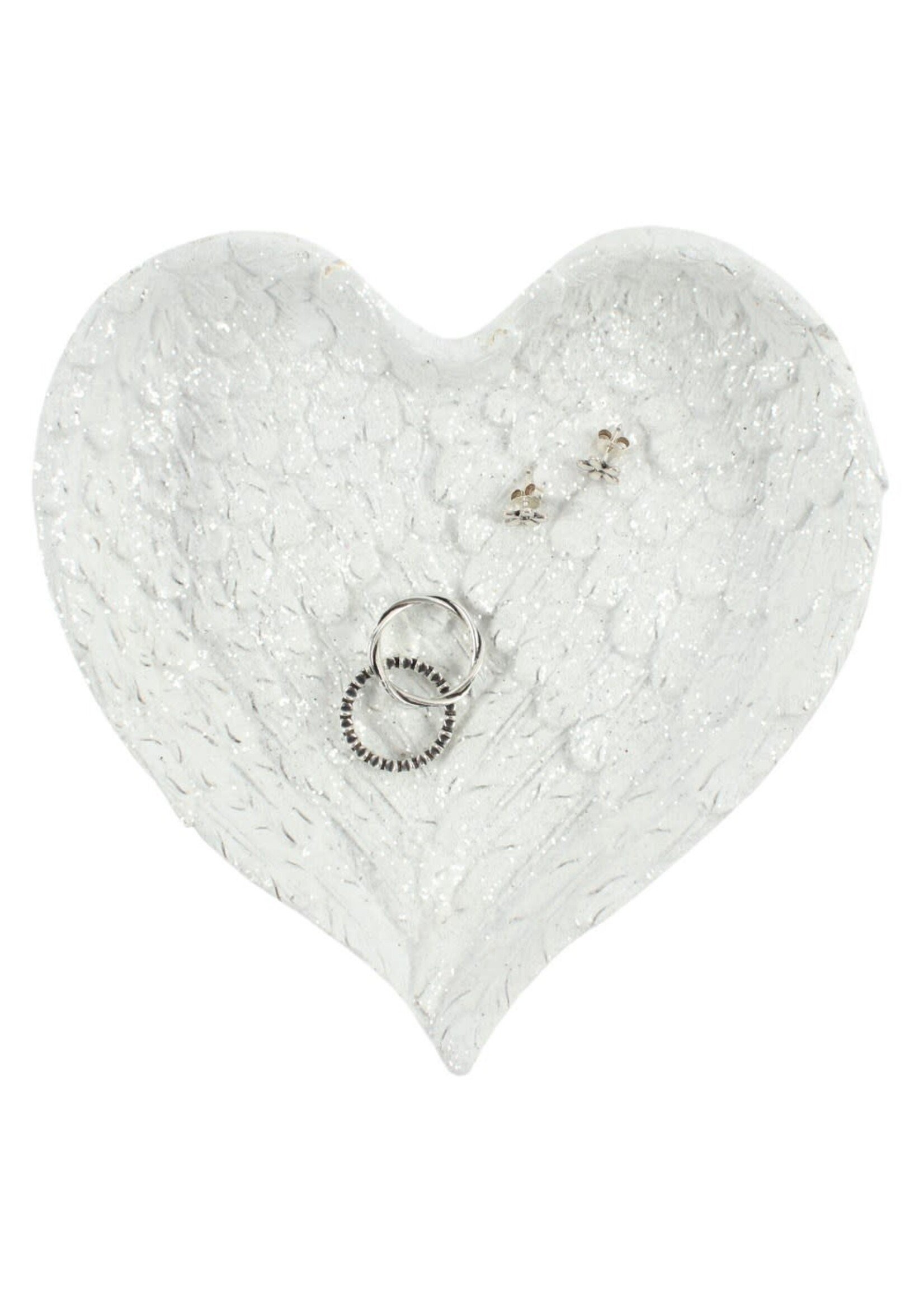 Glitter Angel Heart-shaped Wing Trinket Dish
