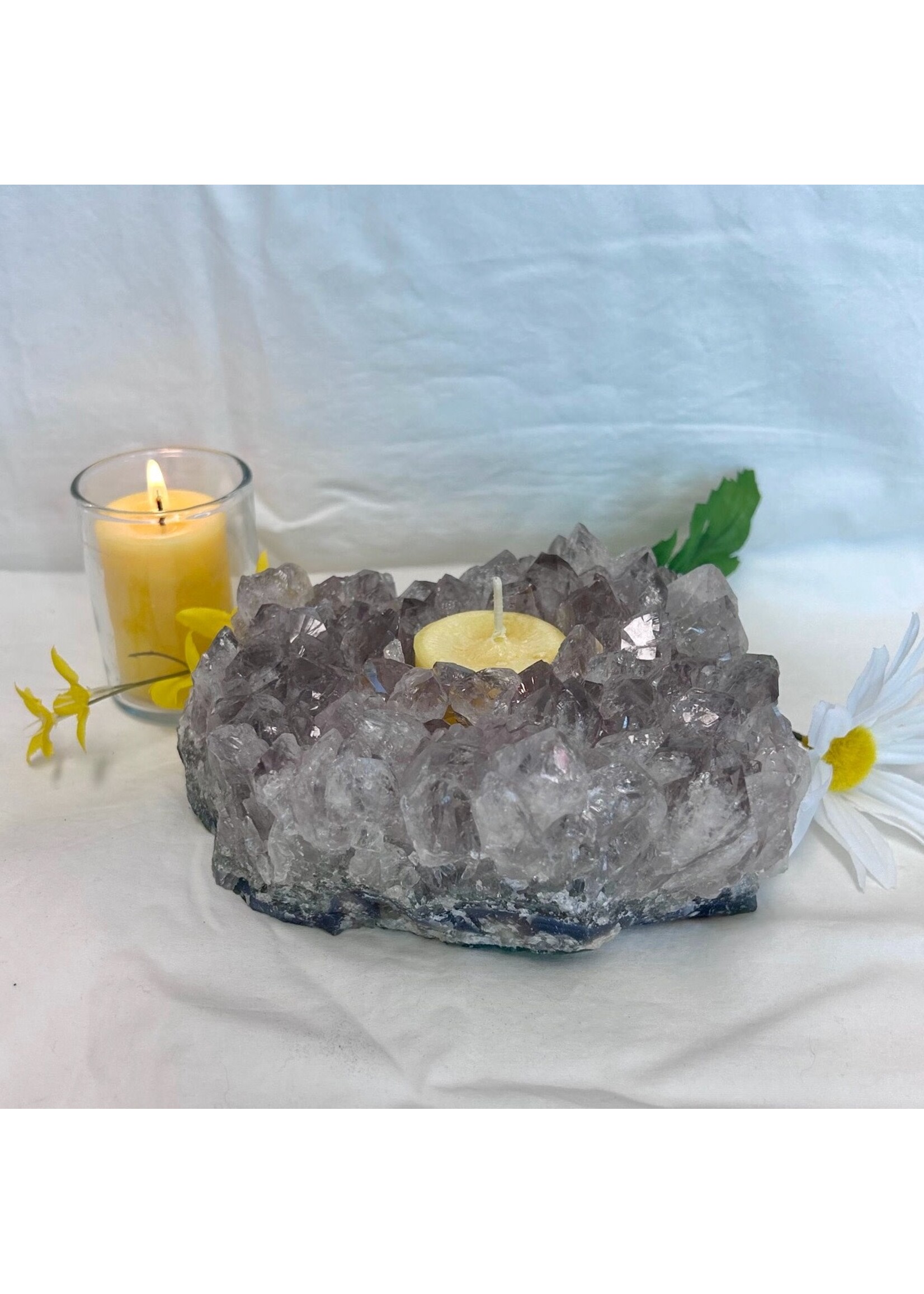 Amethyst Cluster Tea Light Holder