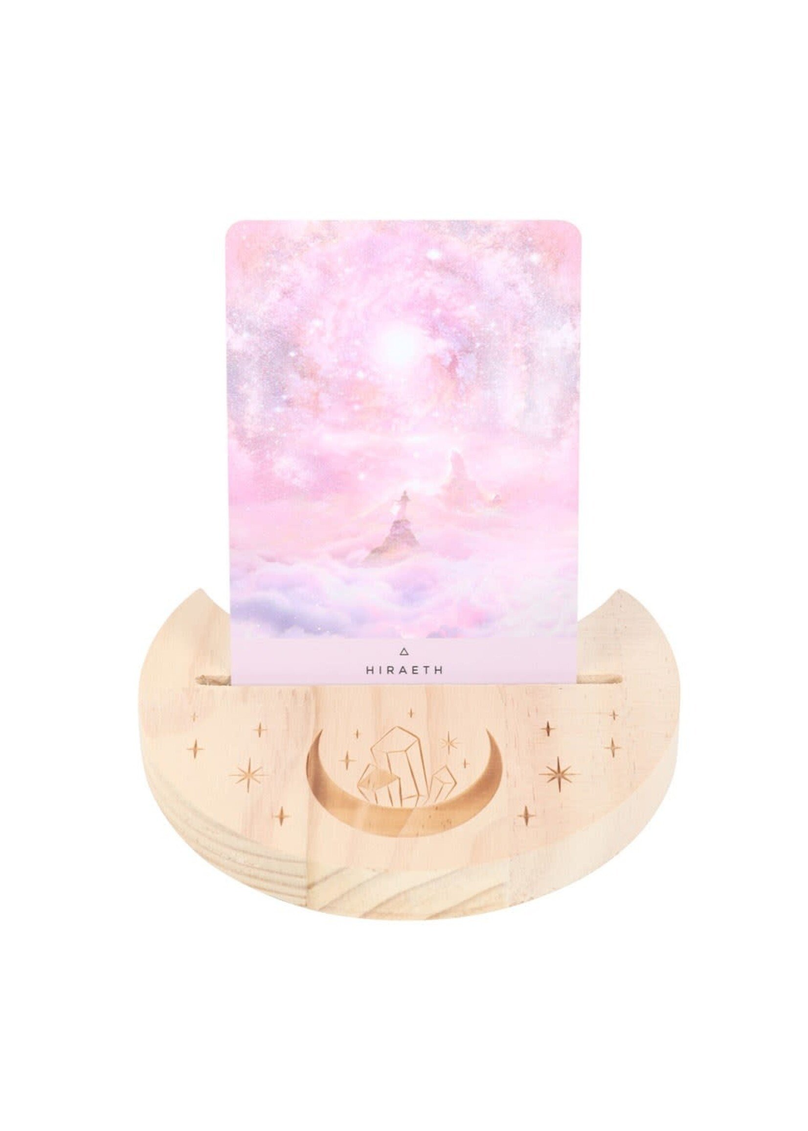 Crystal Cresent Moon Tarot Card Stand - Wooden