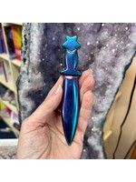 Titanium Aura Obsidian Athame