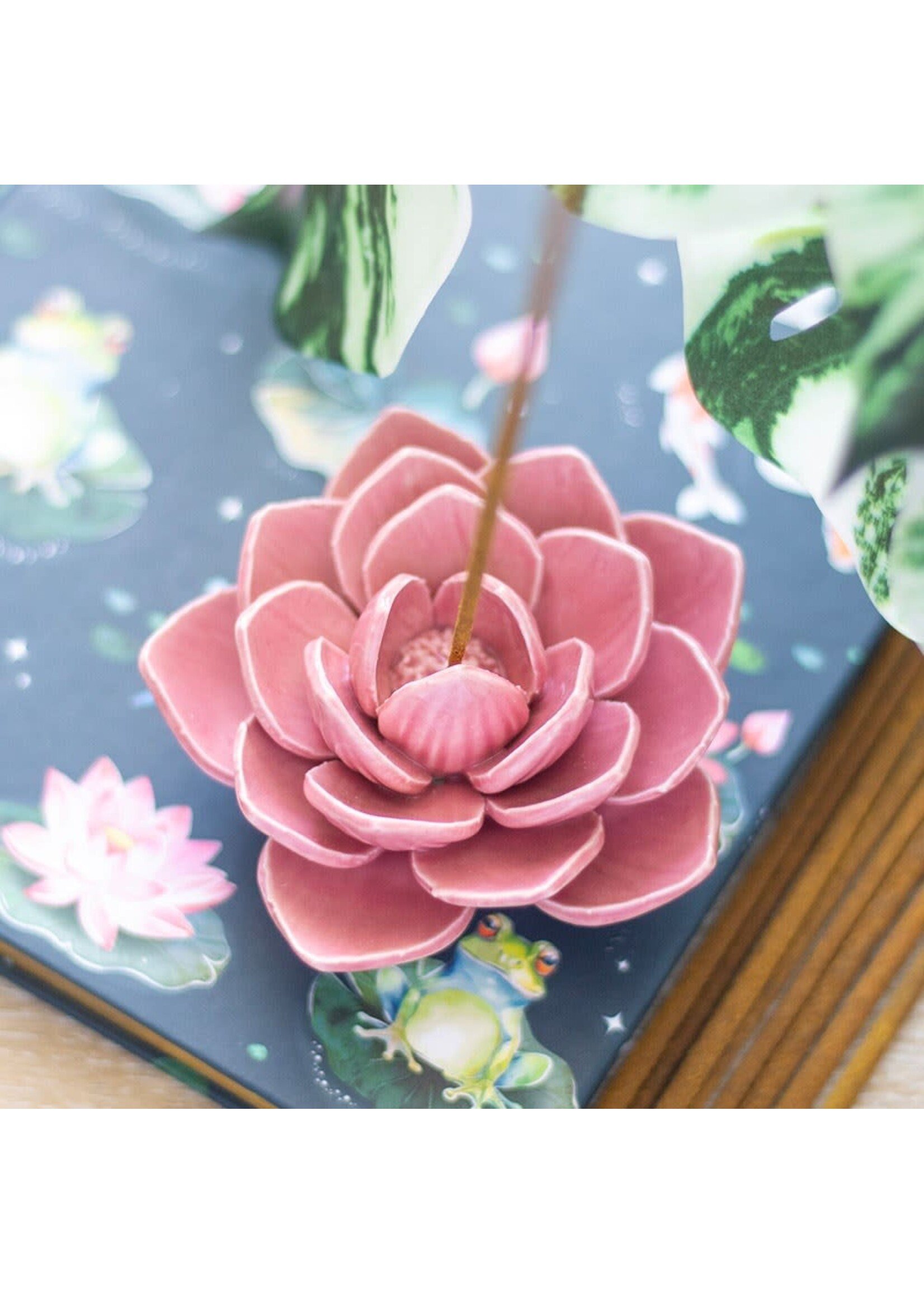 Pink Water Lily Ceramic Incense Holder