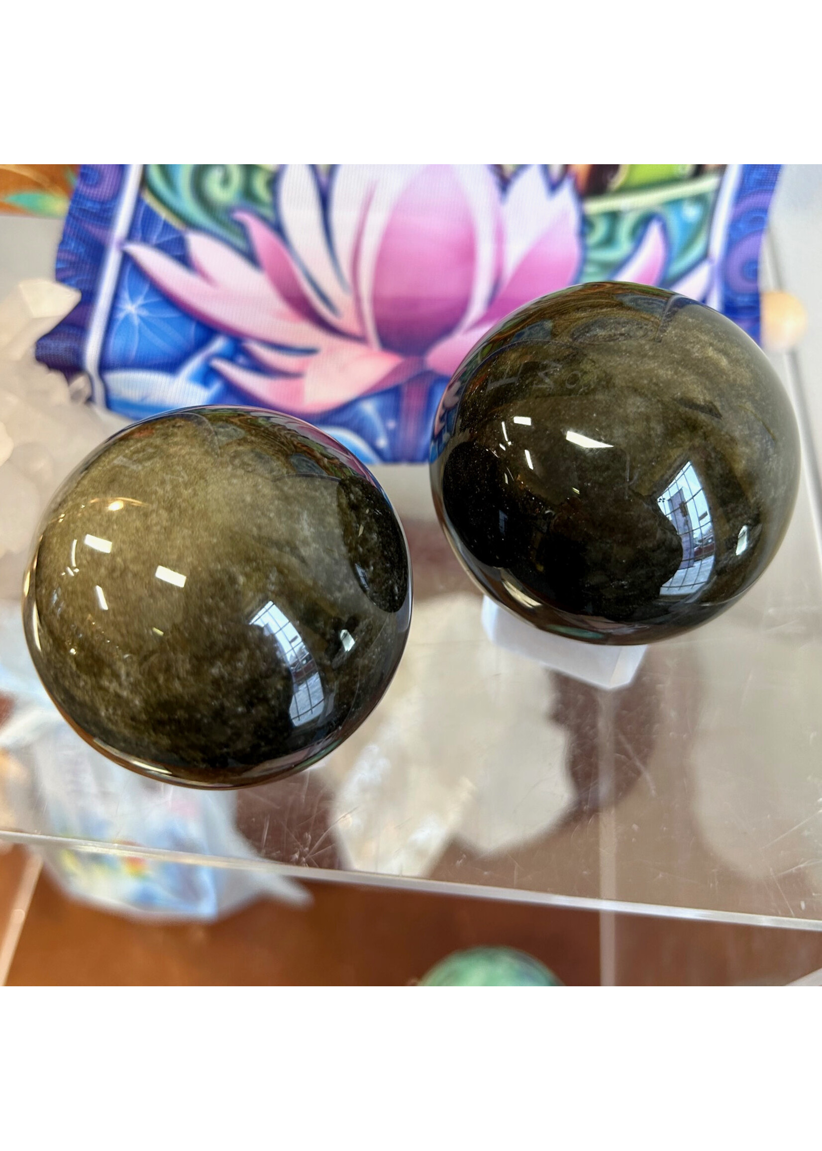 Golden Sheen Obsidian Spheres for wealth and knowledge