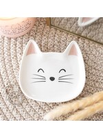 White Cat Face Ceramic Trinket Dish