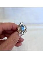 Labradorite Double Terminated Moon Star Rings Sz 8
