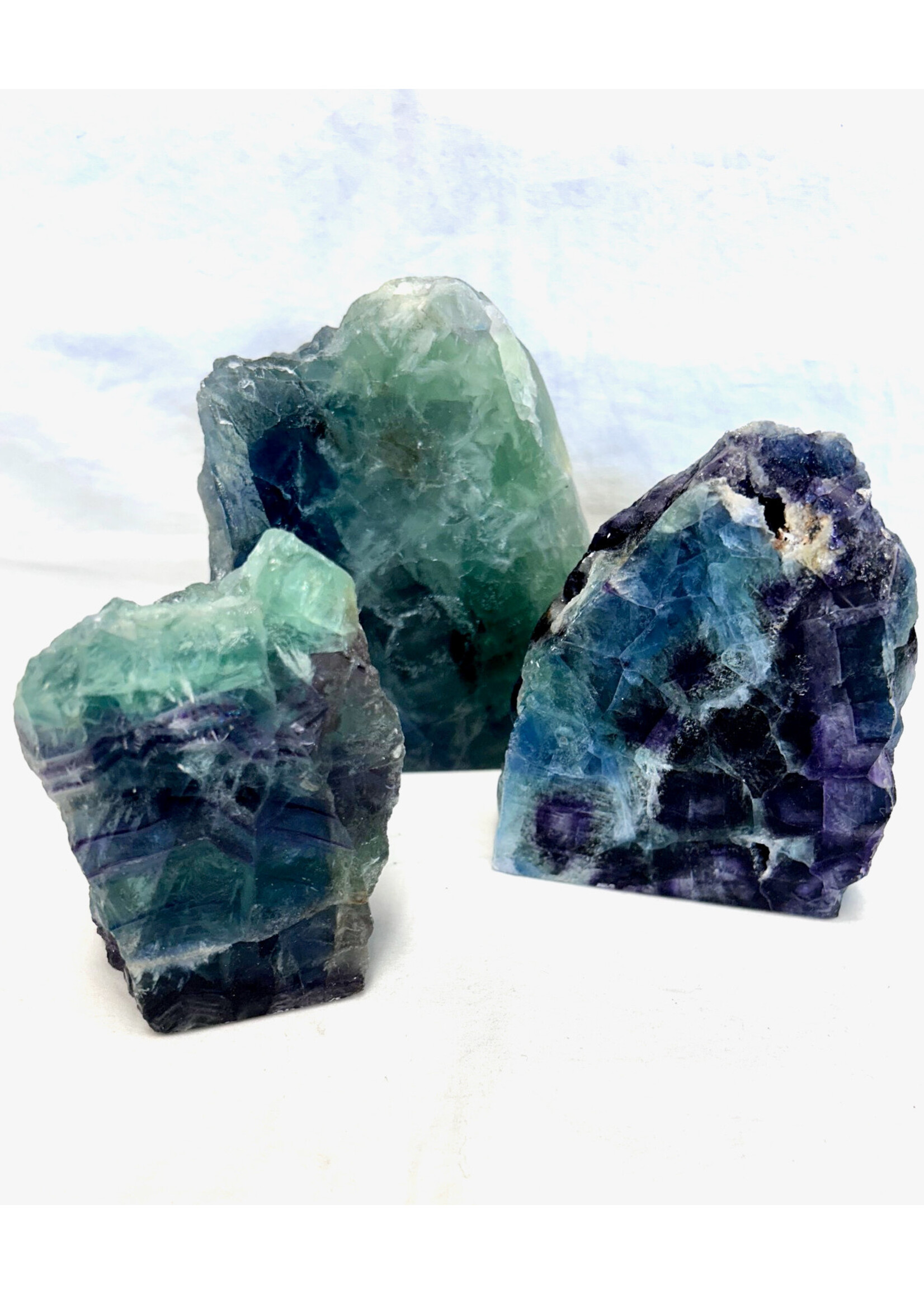 Fluorite Polished Front cut base pieces