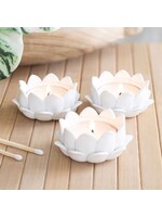 Tranquil Moments - White Lotus Flower Resin Tealight Holders Set of 3