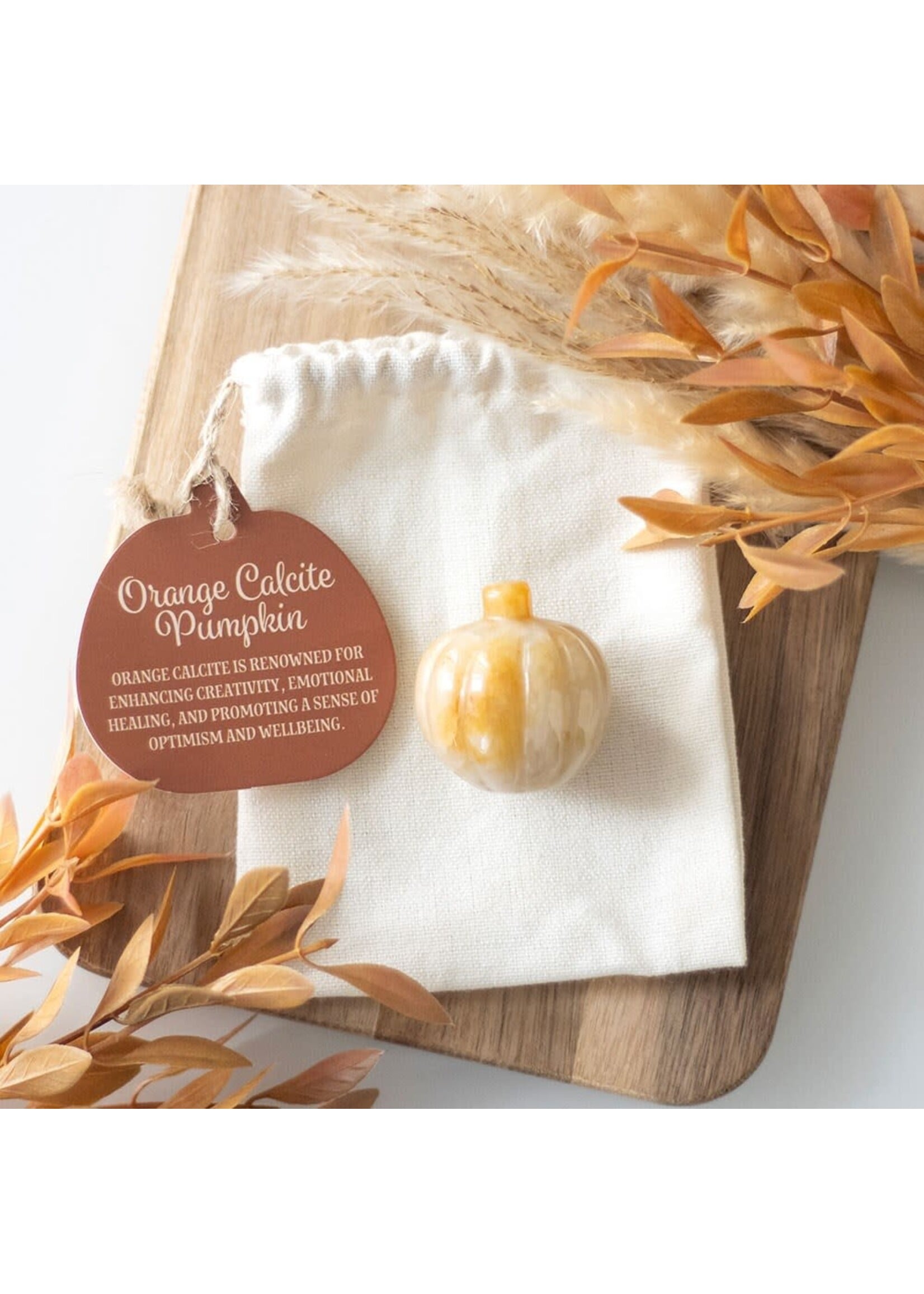 Orange Calcite Pumpkin with bag
