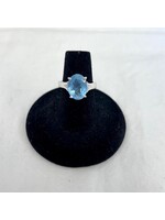 Aquamarine Faceted Rings Oval Sz 6.25