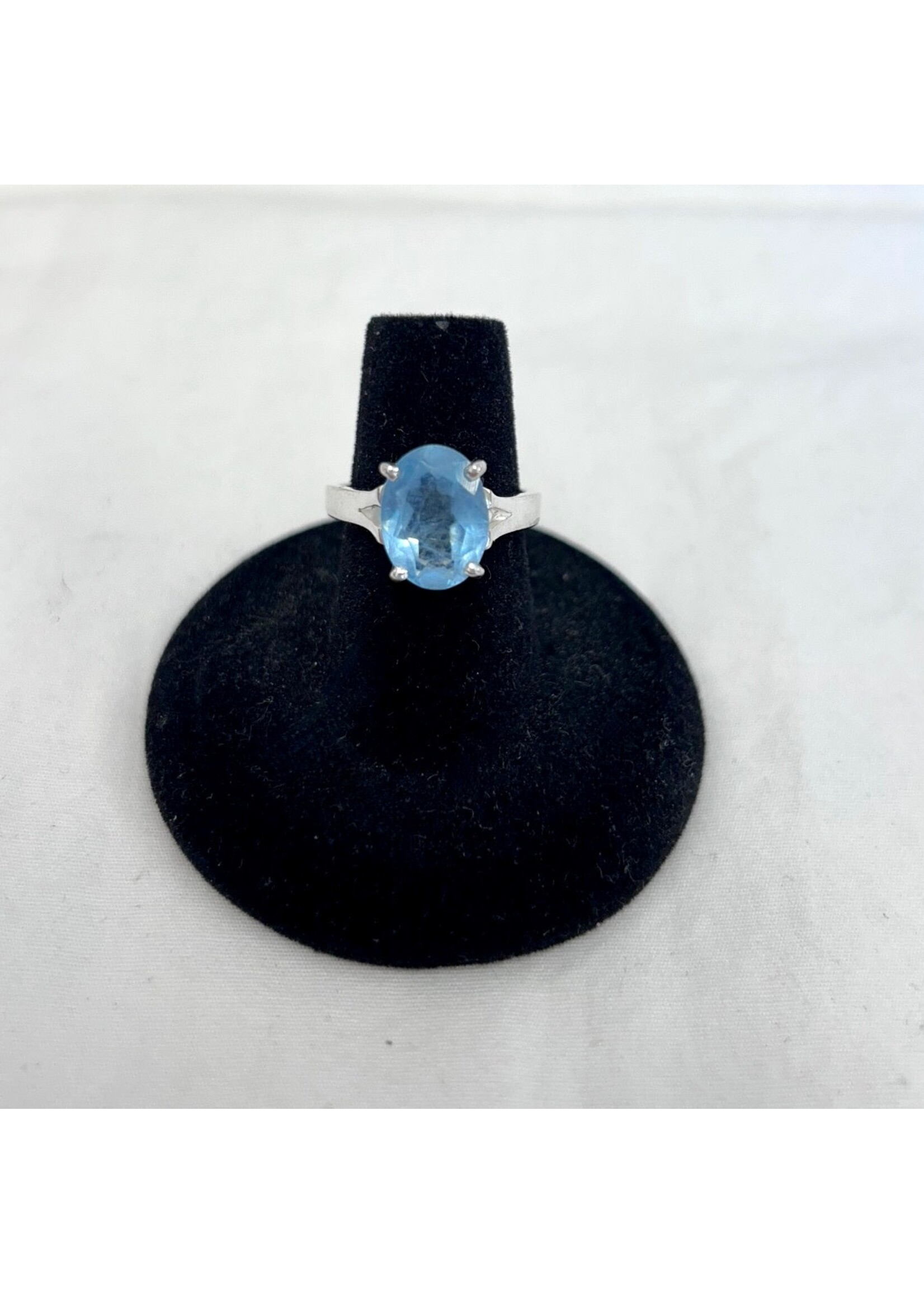 Aquamarine Faceted Rings Oval Sz 6.25