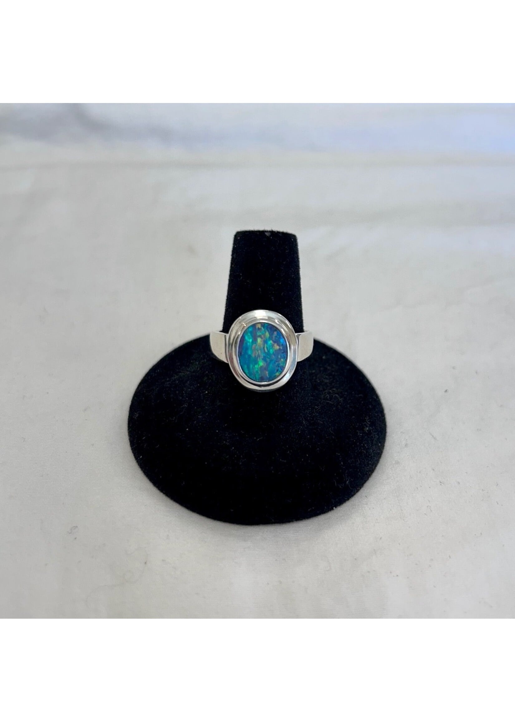 Australian Blue Opal Cabochon Rings