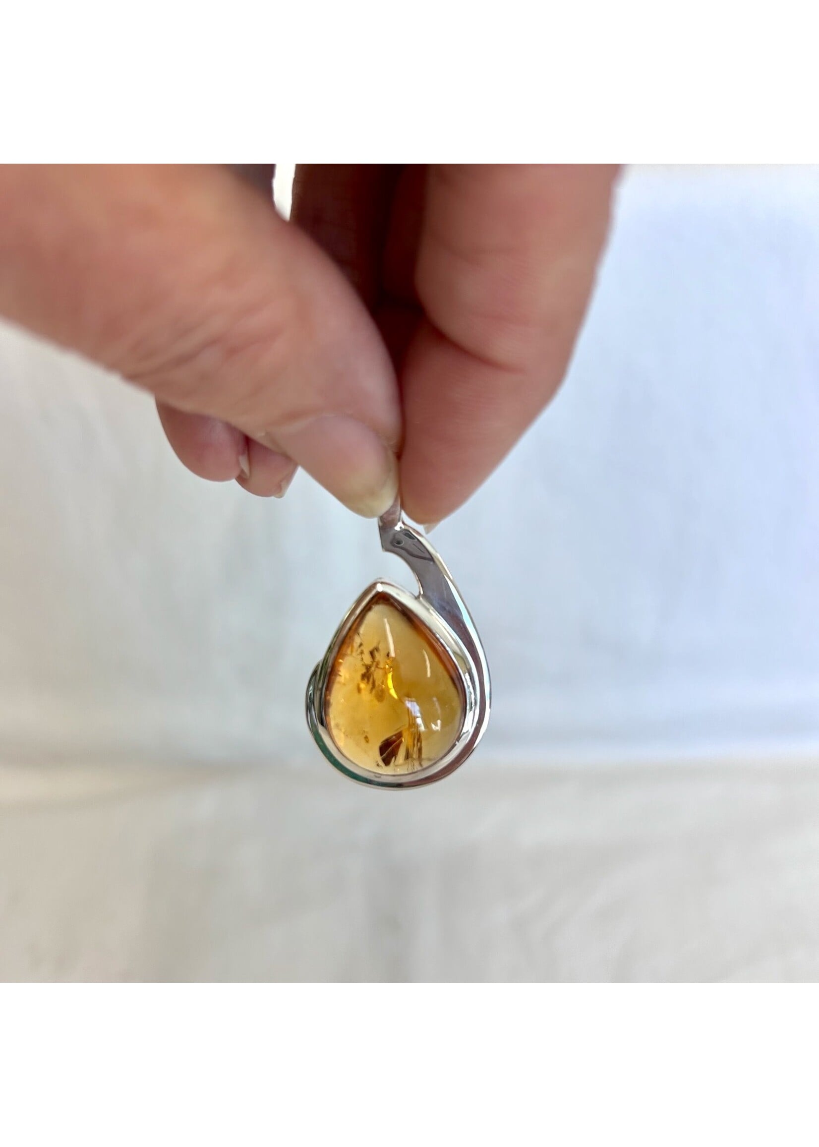 Citrine Cabochon Pendants Teardrop