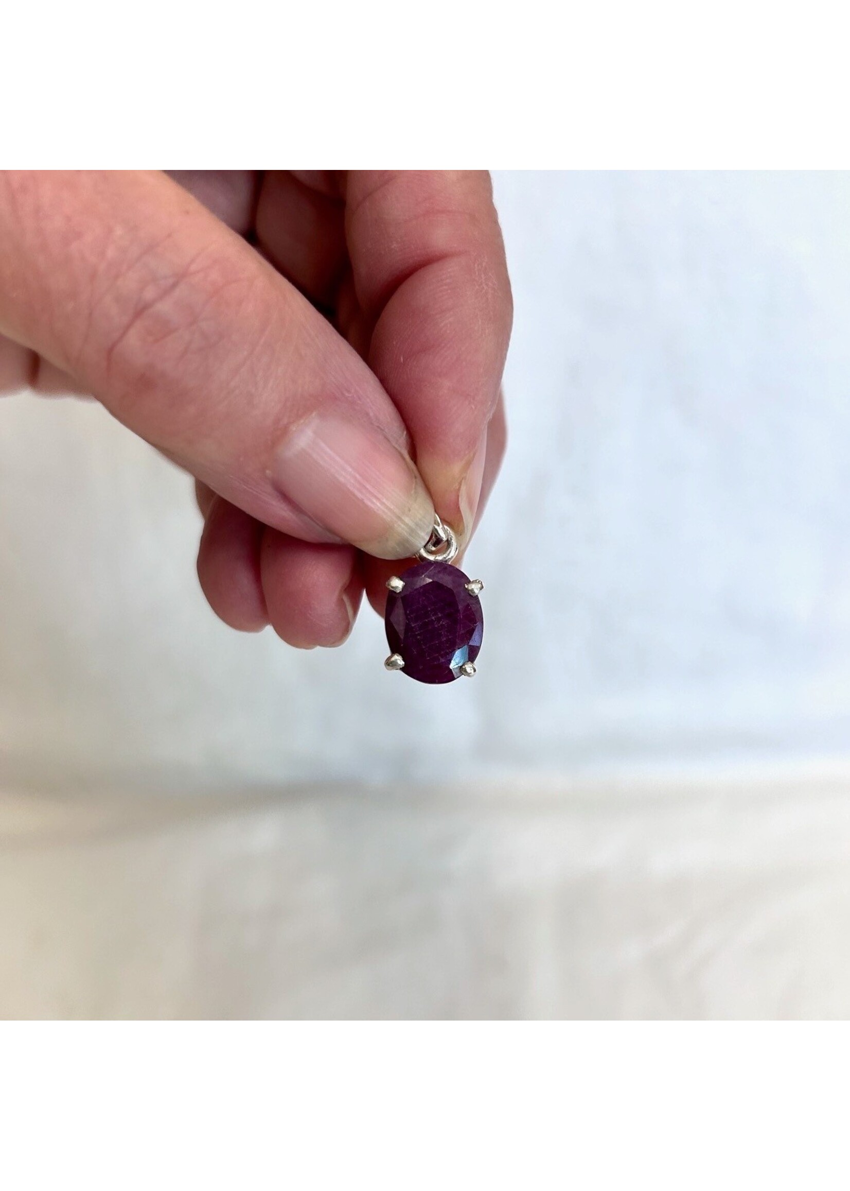 Ruby Faceted Pendants Oval