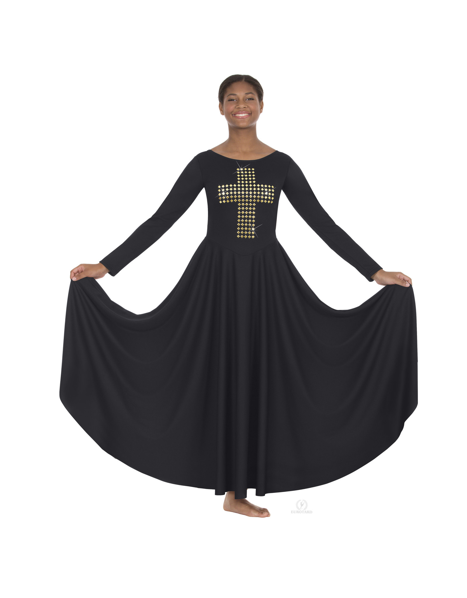 Eurotard Adult Long Sleeve Dress with Gold Cross (11028)