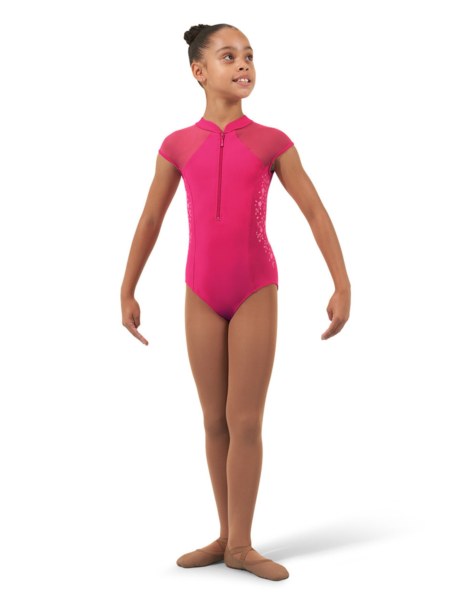 Bloch Flower Vine Zip Front Cap Sleeve Leotard (CL4632) - Stage Center