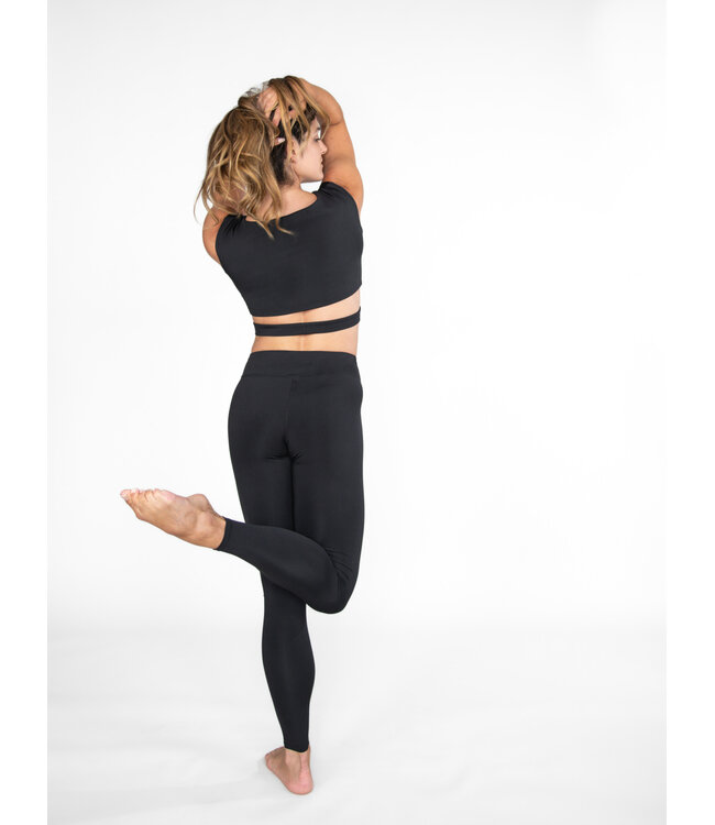 Body Wrappers Recycled Poly Cap Sleeve Side Band Crop Top (31809)