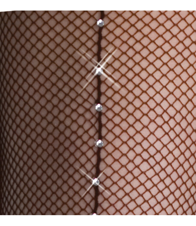 Body Wrappers TotalSTRETCH Seamed Rhinestone Fishnet Tights (A64)