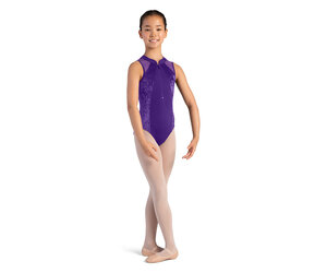 Bloch Mock Neck Velvet Paneled Zipper Front Tank Leotard (CL1035) - Stage  Center