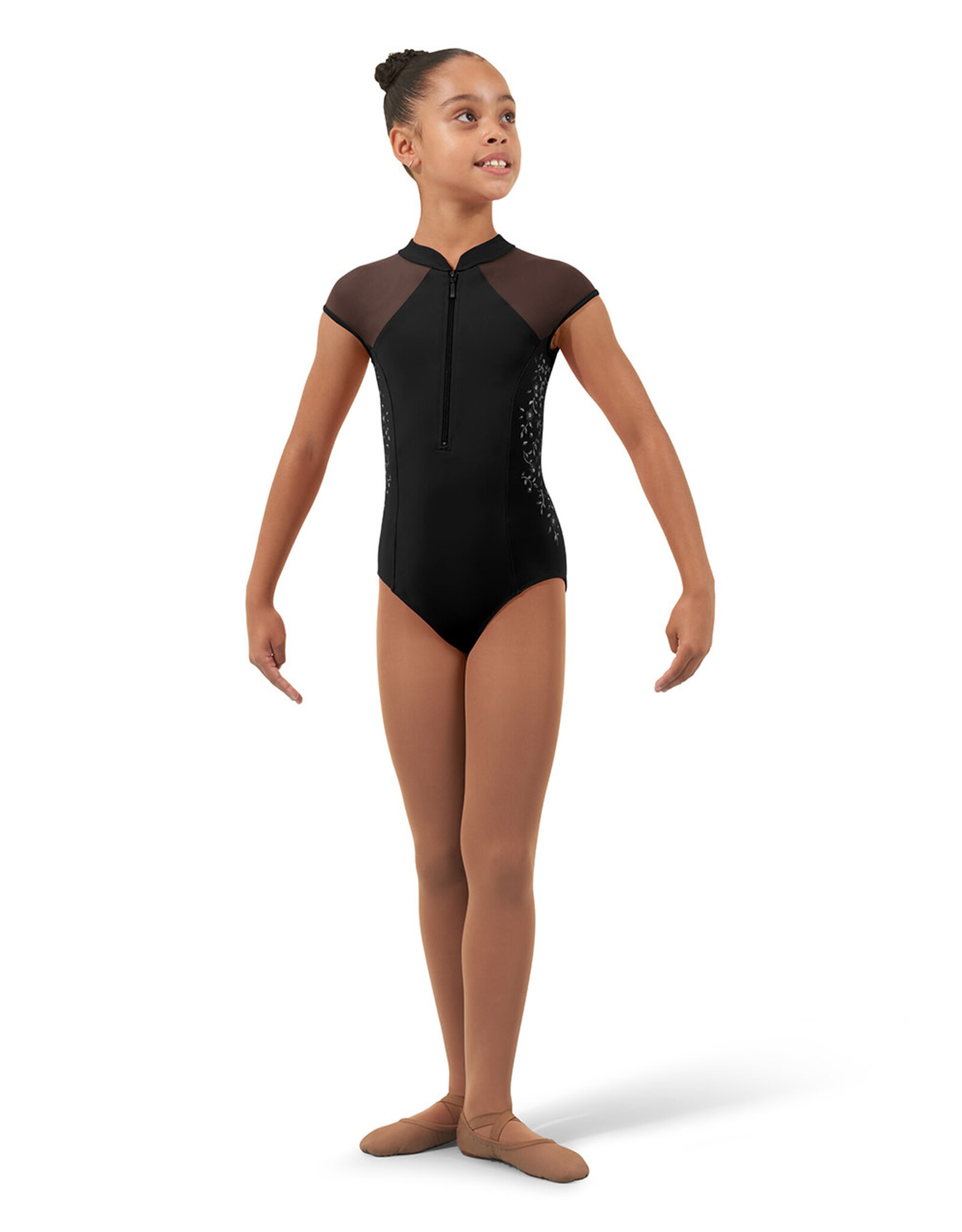 Bloch / Mirella Flower Vine Zip Front Cap Sleeve Leotard (CL4632)