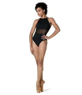 DANZNMOTION Brigitte Halter Leo with Sheer Midriff (21105A)