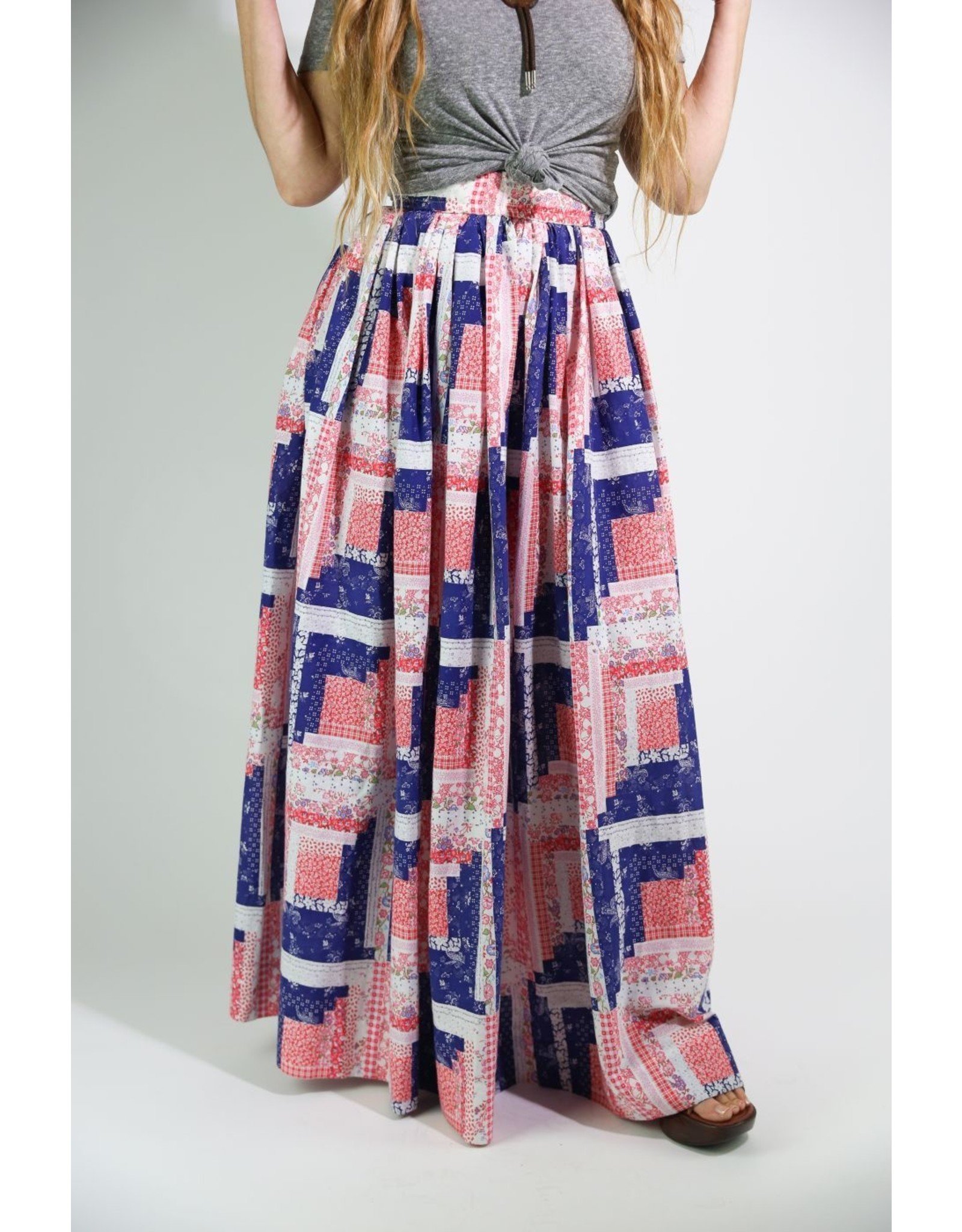 red white and blue maxi skirt