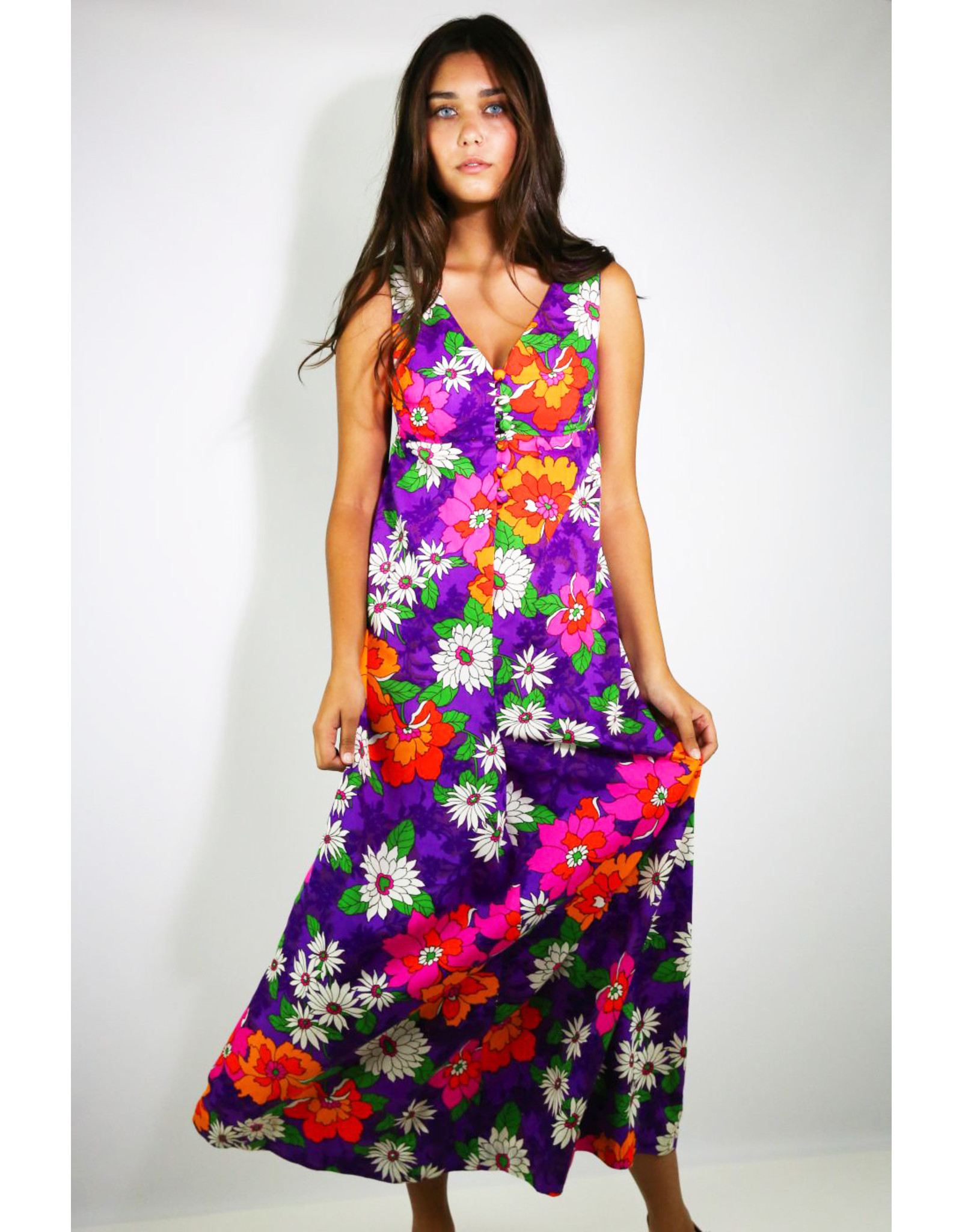 orange and white floral dress