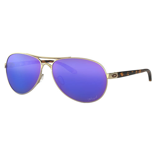 Oakley Feedback Polished Gold Violet Irid Polarized Sunglassed 