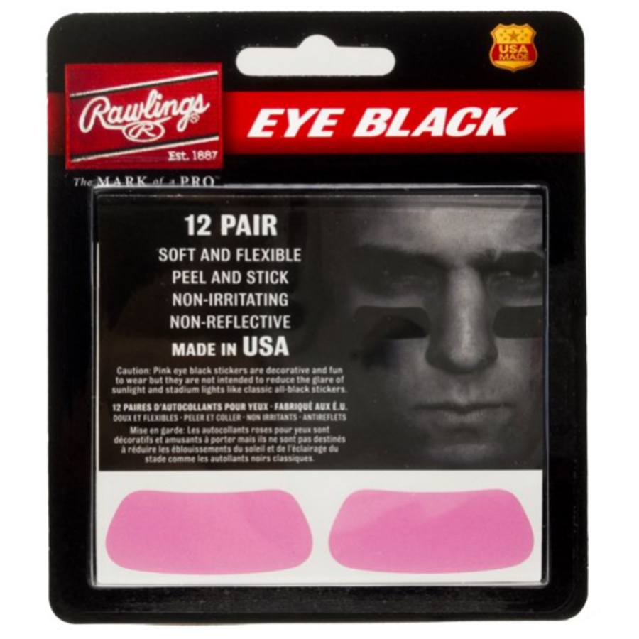 Rawlings Athletic Eye Black Stickers EB12 - Black & Pink 12 Pack