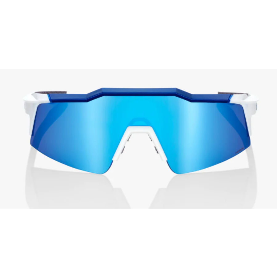 100% Speedcraft SL Matte White/Metallic Blue HiPER Blue Multilayer Mirror Lens