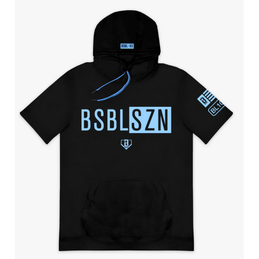BSBL-SZN Youth Short Sleeve Hoodie V3 Black Light Blue