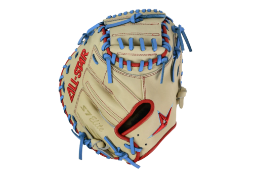 S7 Elite Pro Travel Catchers Mitt 33in Tan/Red/Sky Blue 