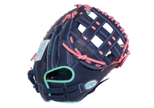R9 Catchers Mitt Navy Pink Softball 33in 