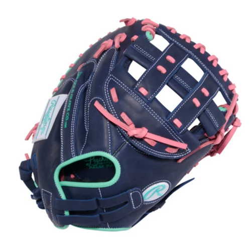 R9 Catchers Mitt Navy Pink Softball 33in 