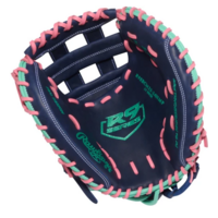 R9 Catchers Mitt Navy Pink Softball 33in