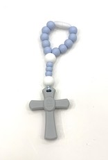 Teething Rosary Pastel Blue/White Small