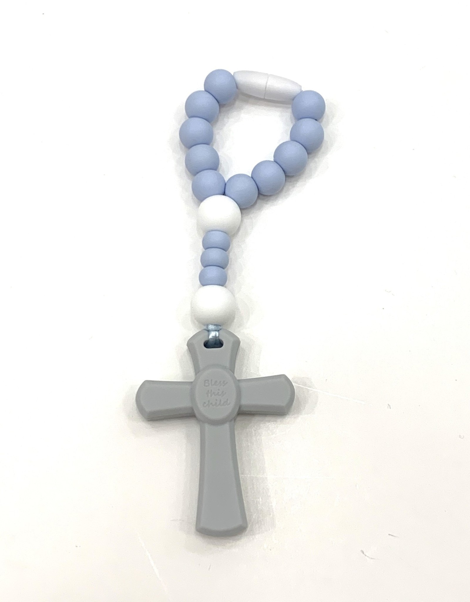 Teething Rosary Pastel Blue/White Small