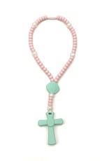 Teething Rosary Mint/Pink Large