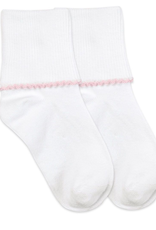 Jefferies Socks White and Pink Basic Turn Cuff 2111