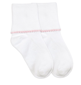 Jefferies Socks White and Pink Basic Turn Cuff 2111