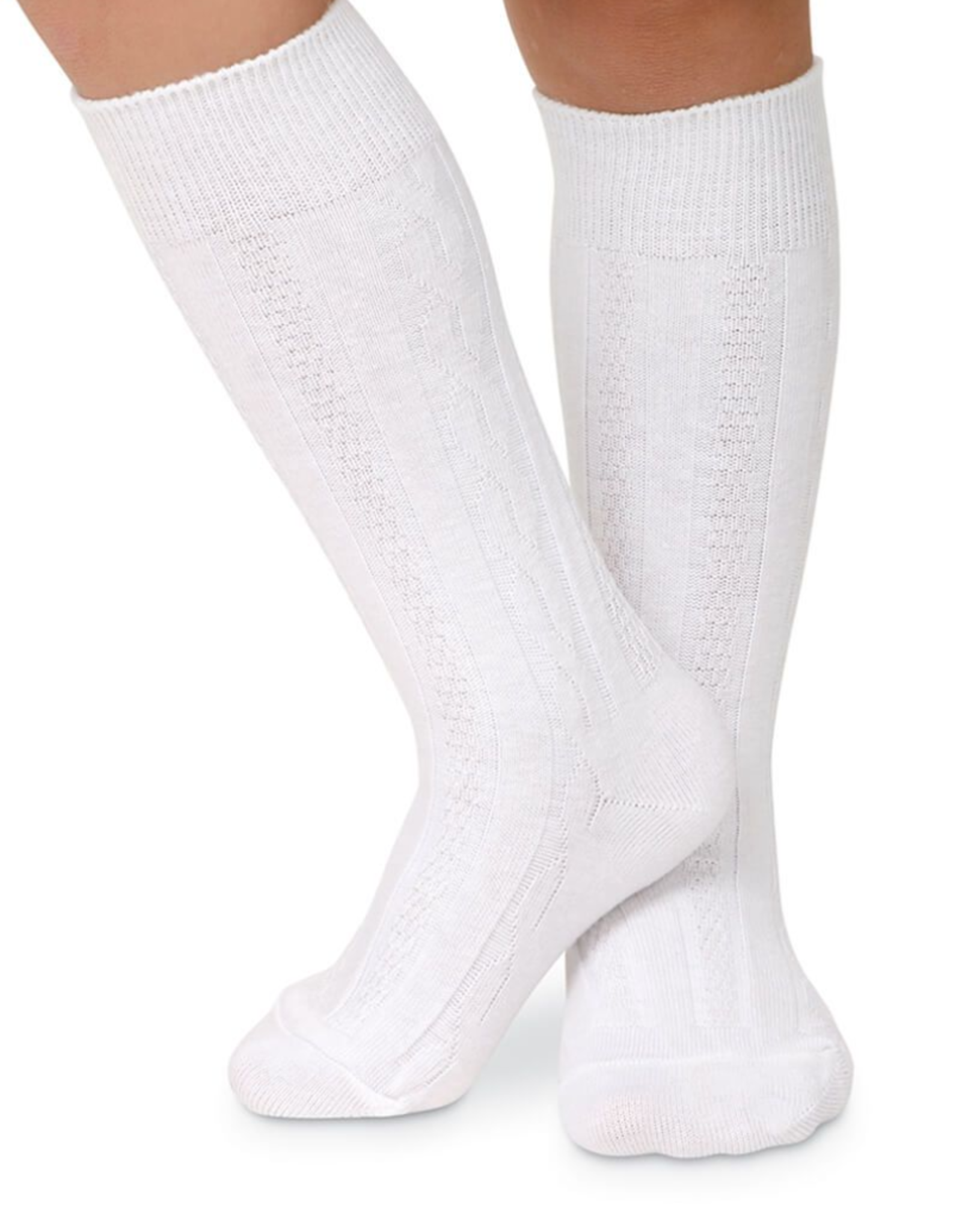 Jefferies Socks White Cable Knit Knee High 1625