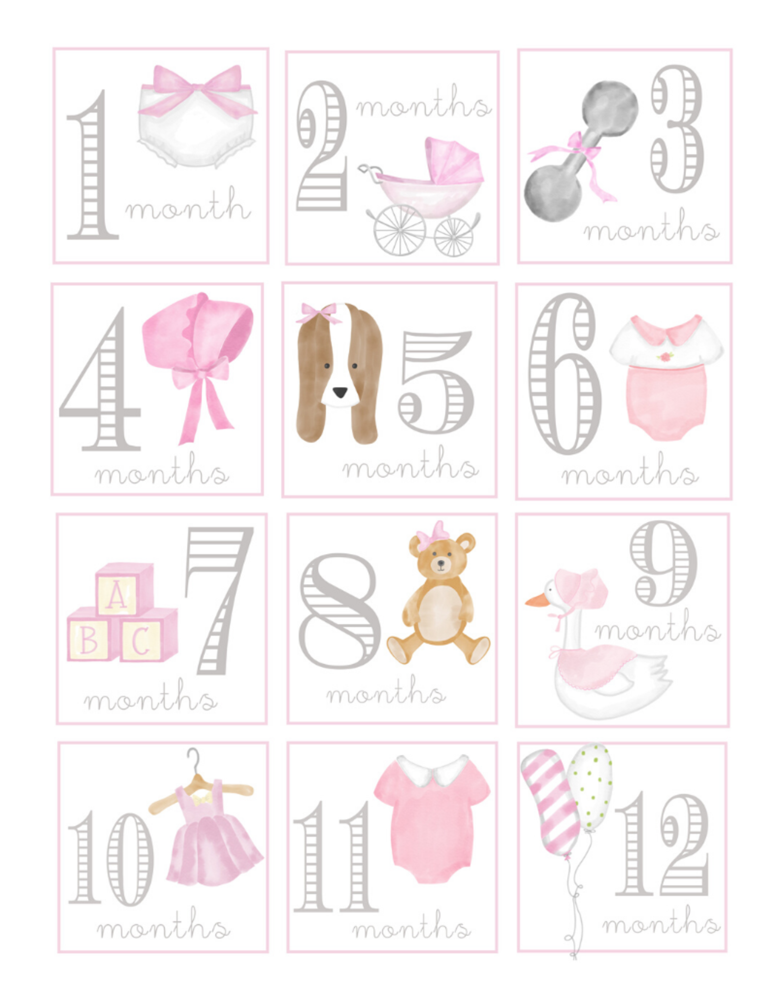 Baby Girl Milestone Cards