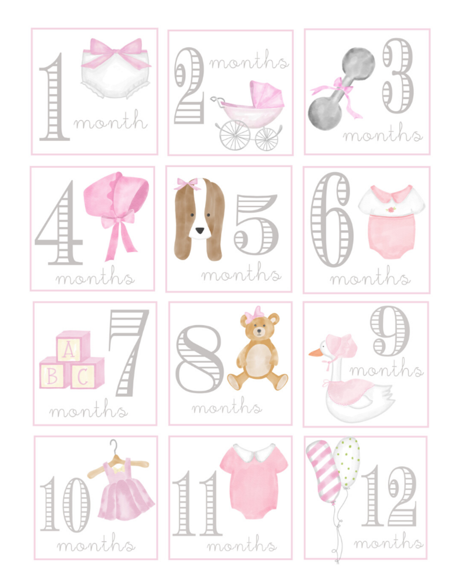 girl milestone cards